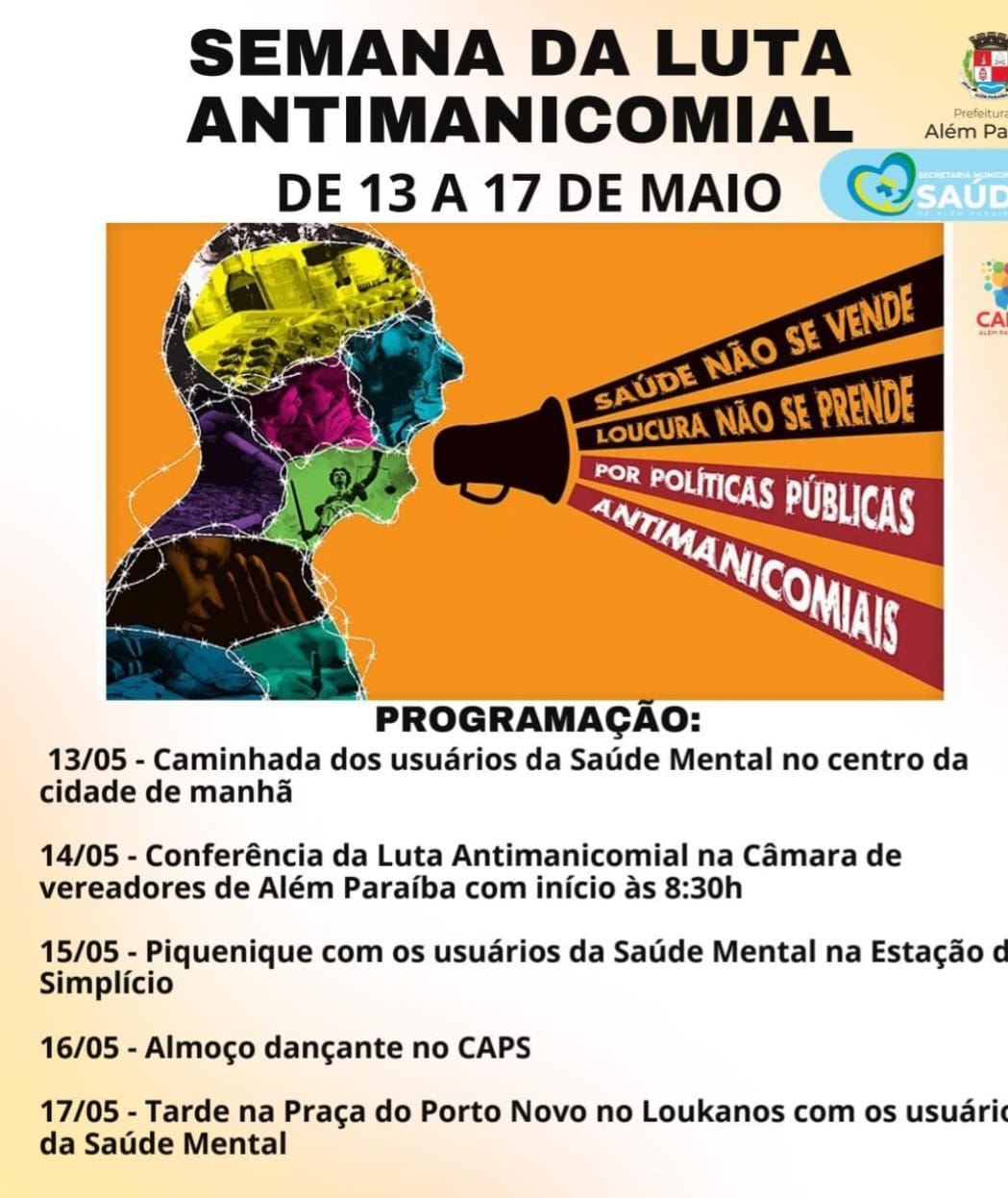 Prefeitura, Saúde Municipal e CAPS: Juntos na Semana da Luta Antimanicomial